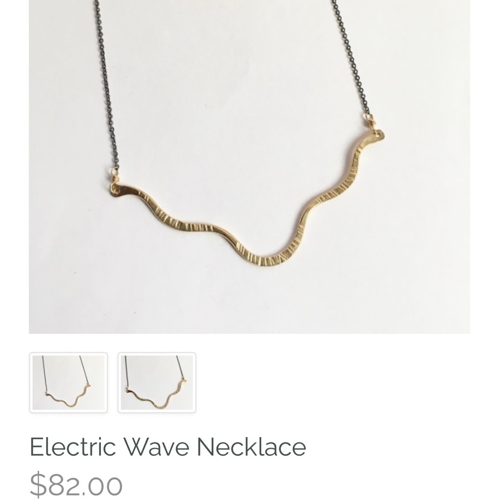 Alyse Lattanzio Electric Wave Necklace 14k Gold Fill + Oxidized Sterling Silver